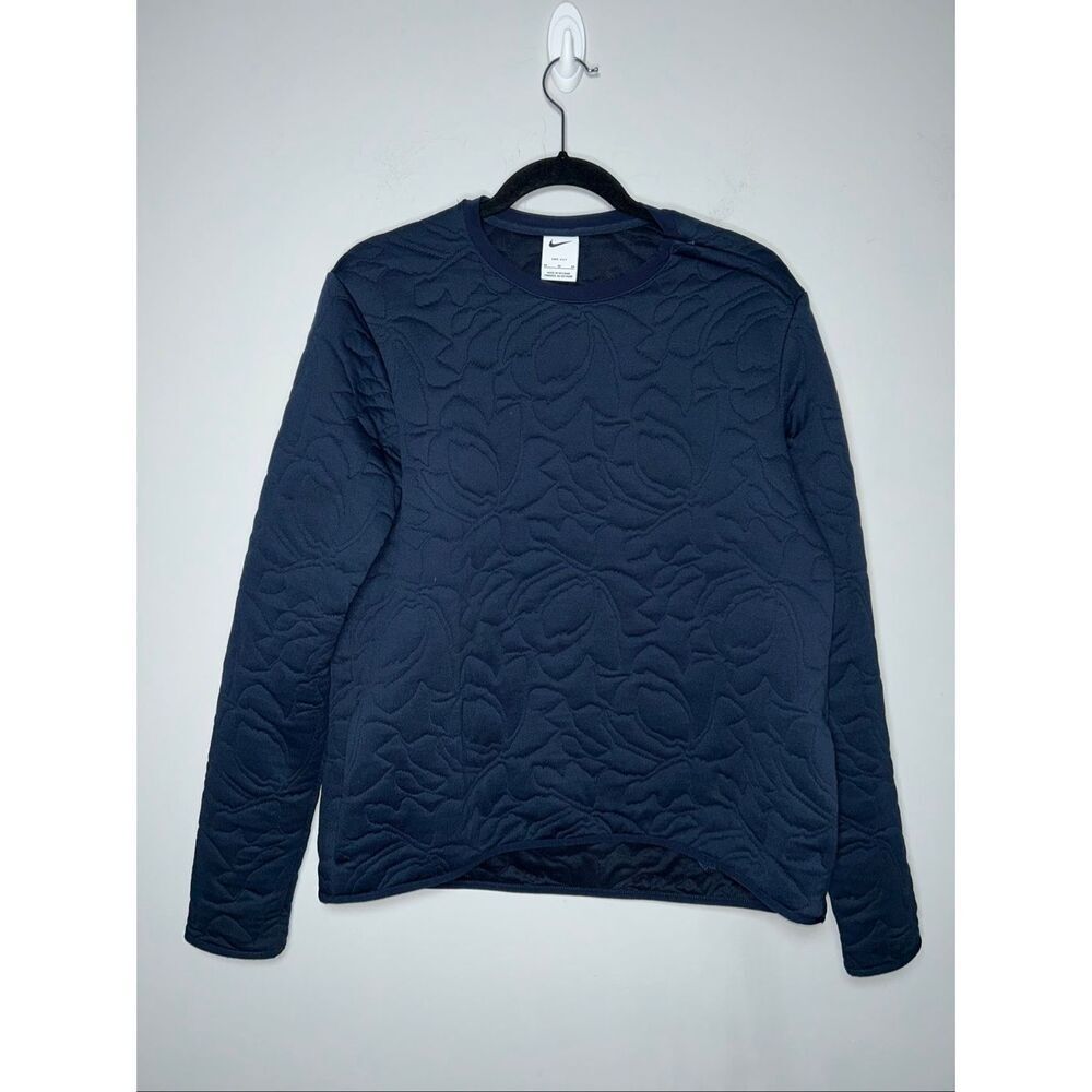 Nike Women's Dri-FIT Long-Sleeve Golf Mid Layer pullover in navy blue with a sub